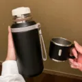 Grande bouteille isotherme avec infuseur de thé, thermos portable en acier inoxydable. - 600ml / Petit Couvercle Bol avec Filtre à Thé / Noir