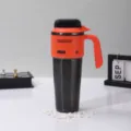 Große Kapazität Edelstahl isolierter Becher mit Griff tragbare Reise Vakuum Tasse - Orange - Edelstahl-Innenfutter, 1000 ml