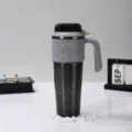 Large capacity stainless steel insulated tumbler with handle, straw lid, and ceramic inner lining. - Grey - Ceramic Liner 1000ml