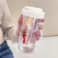 Clear plastic portable water bottle with infuser fruit strainer and white lid variant design. - White