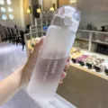 Large capacity frosted plastic sports water bottle for summer outdoor student daily use. - Matte White