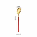 Cuchara de sopa coreana de acero inoxidable con cuenco dorado y mango rojo, 210 mm, vajilla. - Oro Rosa Rojo