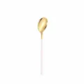 Cuchara coreana de acero inoxidable cabeza dorada mango blanco 210mm de largo 43g - Platino