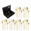 24-piece gold stainless steel cutlery set luxury modern flatware set kitchen tableware - Portuguese 24-Piece Cutlery Set (Gold)