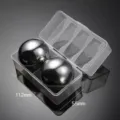 Edelstahl runde Eisbälle Set mit transparenter Aufbewahrungsbox für Whisky Getränke kühl. - Silberne Eiskugel Doppel 55mm mit Box