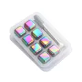 Regenbogen Edelstahl Whisky Eiswürfel Set mit Zange und Aufbewahrungsbox SKU Variante - Farbiges 8er-Set mit Silikonclips
