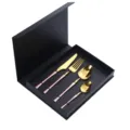 Stainless steel cutlery set 4 pieces pink handle gold tableware gift box kitchen dining tools - Pink & Gold 4-Piece Set (with Box)