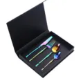 Rainbow stainless steel flatware set, 4-piece luxury cutlery set with black gift box. - 4-Piece Iridescent Set (with Box)