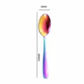 Rainbow stainless steel dinner spoon with diamond textured handle, measuring 204mm long. - Iridescent Spoon