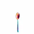 Rainbow stainless steel spoon with diamond textured handle, 149mm length, 30mm width, 23g weight. - Iridescent Tea Spoon