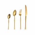 Stainless steel gold cutlery set kitchen tableware knife fork spoon 4pcs specification chart - Gold 4-Piece Set