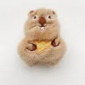 Cute marmot plush toy pendant detail, fluffy stuffed animal keyring and bag charm accessory. - Original (Back Opening) / Cheese Hamster