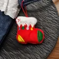 Cute Christmas plush stocking pendant detail view, soft hanging ornament for holiday decor. - Chain Style / Christmas Boot