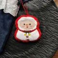 Cute Christmas plush pendant embroidery cartoon doll festive holiday decoration bag charm key ring - Chain Style / Snowman