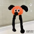 Cute funny long leg dog plush toy pendant detail, soft fluffy bag charm accessory for daily use. - Pull-Leg Dog Doll / Hanging Chain Style / Orange