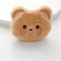 Cute brown bear plush toy accessory, soft fluffy fabric, perfect for bag charm or brooch. - Back Opening Style / Brown Bear