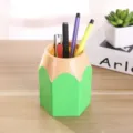 Creatieve potloodvormige penhouder, groen en oranje plastic bureau organizer voor. - Groen