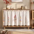 Watercolor floral short curtain with tassels, cabinet shading cloth and kitchen cafe curtain. - Colorful Bouquet