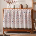 Floral pattern cafe curtain short dust cover for cabinet kitchen decorative fabric curtain variant - Grid Small Flowers