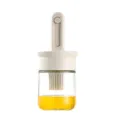 Silicone oil brush and glass bottle set with telescopic handle for baking and kitchen cooking. - Individual Cardboard Box / White