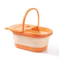 Vasca per pediluvio pieghevole con coperchio e manico, secchio arancione e beige pratico. - Arancione con coperchio