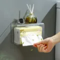 Transparante acryl wand tissueboxhouder, borenvrije badkamer papierdispenser voor huishoudelijk gebruik. - Helder Wit