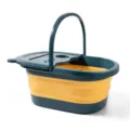 Secchio pieghevole portatile per pediluvio con coperchio, vasca da bagno domestica pieghevole. - Blu con coperchio
