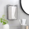 Wandgemonteerde doekjesdoos boorvrij helder grijs acryl gezichtspapier houder voor badkamer - Transparant Grijs