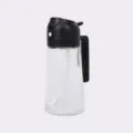 Glass oil sprayer bottle with handle for kitchen cooking, spray and pour dual use dispenser. - 470ML / Black