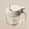 Glazen kruidenpot met drukdeksel en lepel, crèmewitte handgreep keuken kruidenhouder - Wit