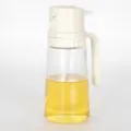 Handheld glass oil sprayer bottle, dual-use kitchen atomizing oil dispenser, beige handle. - 470ml / White