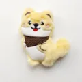Lindo colgante de peluche Shiba Inu, suave muñeca cachorro broche bolsa adorno 10x8.5cm - Original (Apertura Trasera) / Amarillo