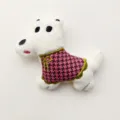 Cute cartoon forest dog plush toy keychain, sweet couple puppy bag hanging charm decor. - Original (Back Opening) / Pink Gingham