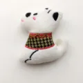 Cute forest style puppy plush doll pendant, soft fabric dog keychain, white bag charm. - Original (Back Opening) / Green Gingham