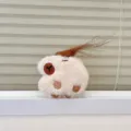 Close-up detail of cute capybara plush pendant, fluffy texture with funny brown hair. - Chain Style / Side Beige Capybara
