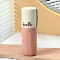 Portable travel toothbrush case wash cup set plastic storage container for outdoor trips - Pink