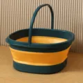 Geel en groen opvouwbaar voetenbad, draagbare inklapbare voetenemmer variant model. - Zonder Deksel / Blauw en Geel