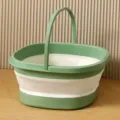 Collapsible foot basin portable folding foot soaking bucket green home space saving foot bath tub - Lidless / Green/White