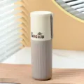 Portable travel toothbrush cup and toothpaste holder organizer for outdoor trips. - Coffee