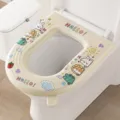 EVA waterdichte toiletzittinghoes, schattig cartoonontwerp, zacht wasbaar potkussen. - Hallo Print / Beige
