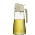 Keuken glazen oliespray fles, handige 2-in-1 oliedispenser voor koken en airfryer. - 470ml / Broken Wit