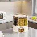 Roterende graanopslagdoos vochtbestendige rijstdispenser multi-raster container - Crèmewit - Klein
