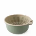 Dubbellaagse afdruipmand groen middelgroot plastic voor keuken fruit groente zeef kom 21cm - M / Groen