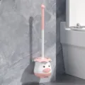 Cute cartoon pig toilet brush set wall-mounted long handle cleaning tool for bathroom - Pink