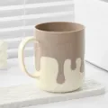 Minimalistische kunststof mondspoelbak tandenborstelhouder, creatief druipend design, beige. - 301-400ml / Koffie