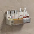 Transparante kunststof wand badkamer opbergrek, boorvrije organisator houder voor douche artikelen. - M / Transparant Grijs