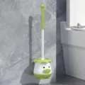 Cute cartoon toilet brush wall mounted long handle bathroom cleaning tool set green color - Green