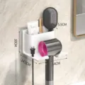 Wandgemonteerde haardroger houder badkamer opslag rek organizer witte plastic beugel - 2 Lagen / Wit