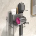 Haardrogerhouder wandmontage zonder boren badkamer opbergrek grijze organizer - 2 Lagen / Grijs