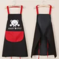 Waterproof kitchen apron with cute bear pattern, black and red design for cooking and baking. - Bear Waterproof Style [Black]